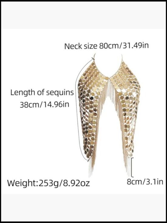 Amazon.com: Sexy Body Chain Sequins Bra Chains Bikini Tassel  Sequin Body Chain Tassel Bra Jewelry Sling for Party Beach Costume Y2K